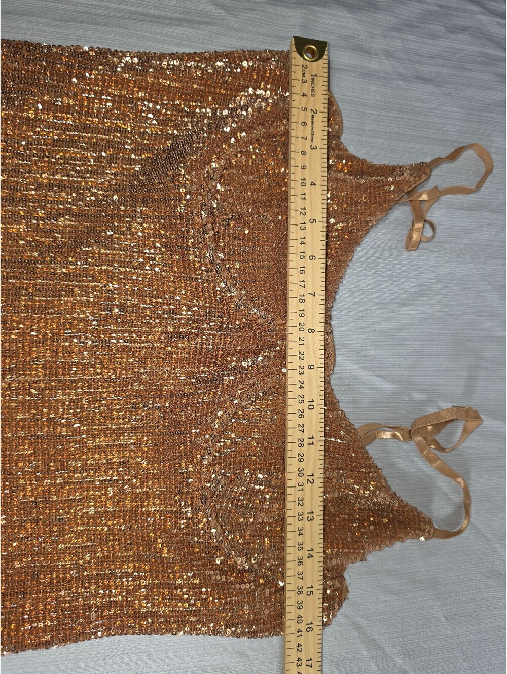 Fashion Nova Copper Gold Sequin Mini Dress XL – Sparkle Party Club Dress - Picture 9 of 14